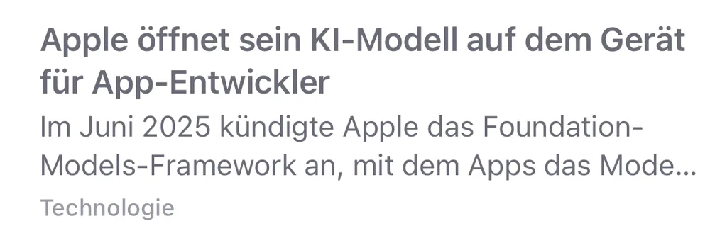 Eine Zeile aus der News-Liste
