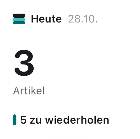 Kleines Lore-Widget mit der Zahl der heutigen Artikel