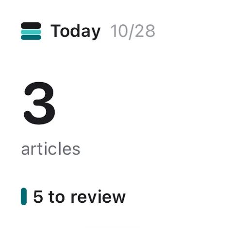 Small Lore widget showing today’s article count