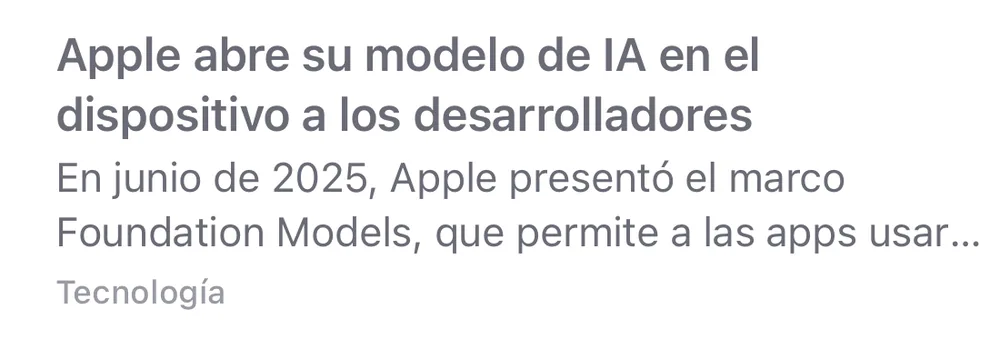Una fila de la lista de noticias