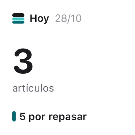 Widget pequeño de Lore con el número de artículos de hoy