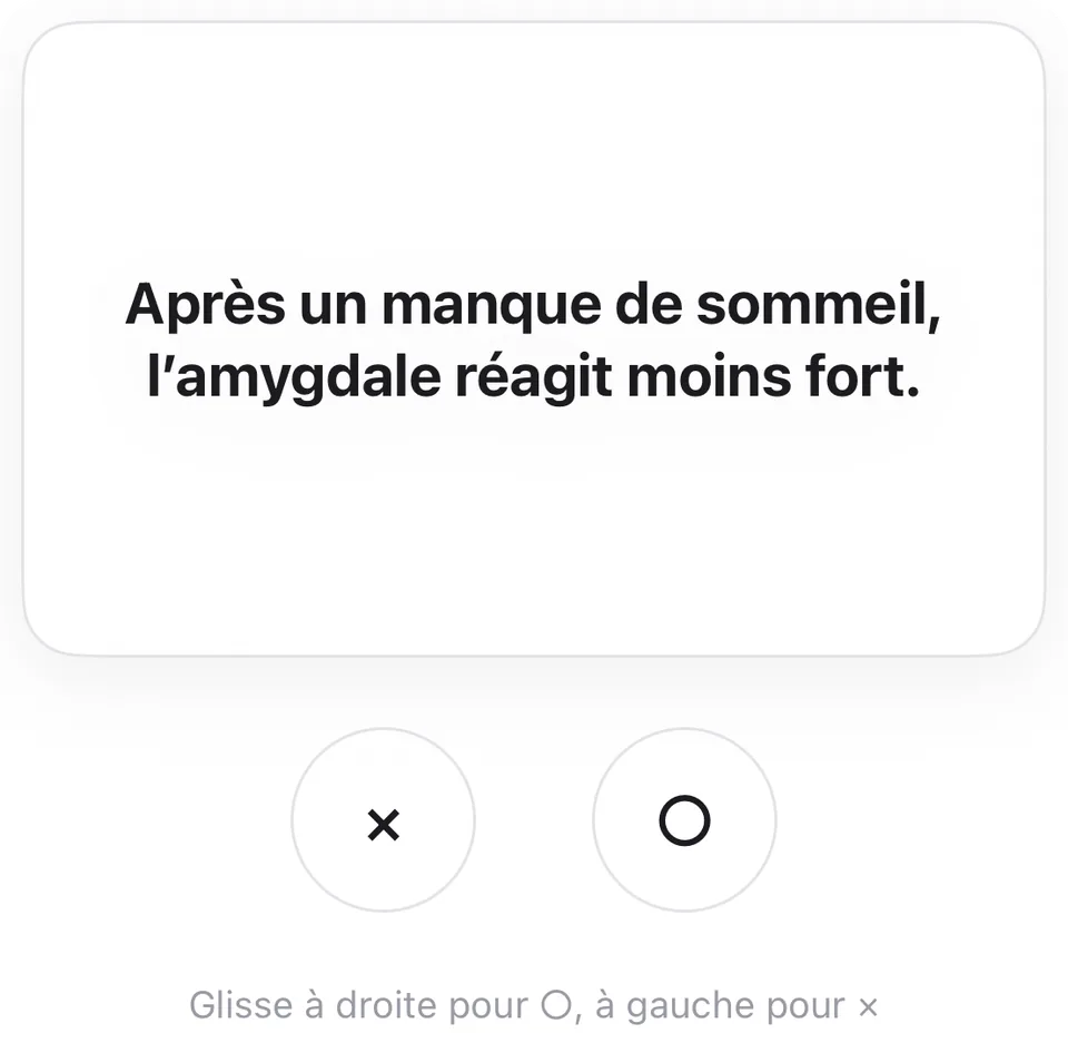 Carte vrai ou faux à faire glisser à gauche ou à droite