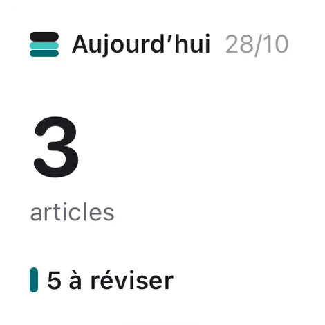 Petit widget de Lore indiquant le nombre d’articles du jour