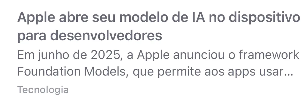 Uma linha da lista de notícias