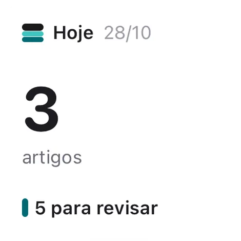 Widget pequeno do Lore com o número de artigos de hoje